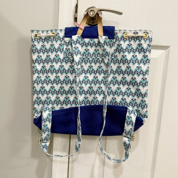 NWT Vineyard Vines Bubbles Print Canvas Day Pack Royal Ocean Blue